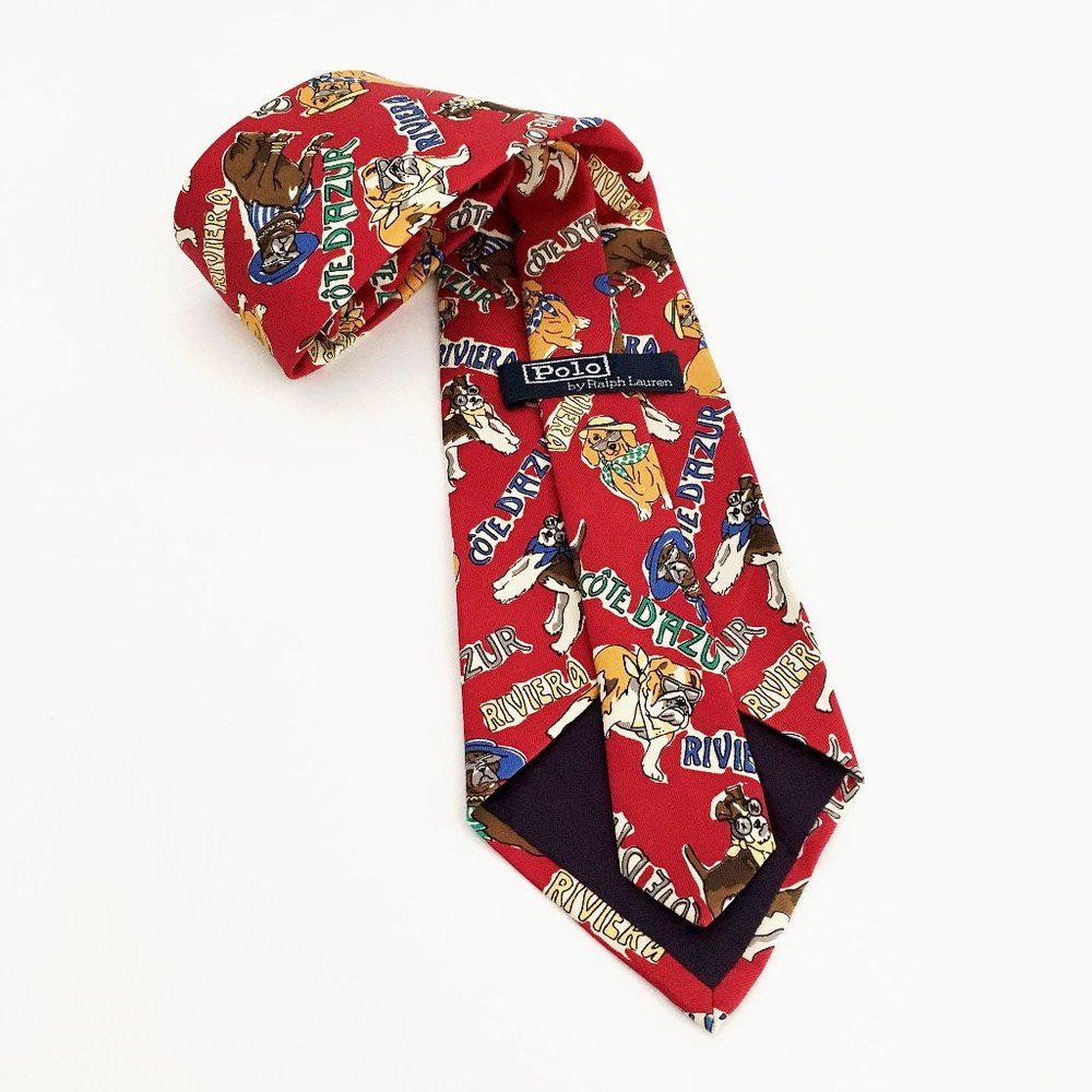 Polo By Ralph Lauren Dog Print Mens Tie - Picture 4 of 5